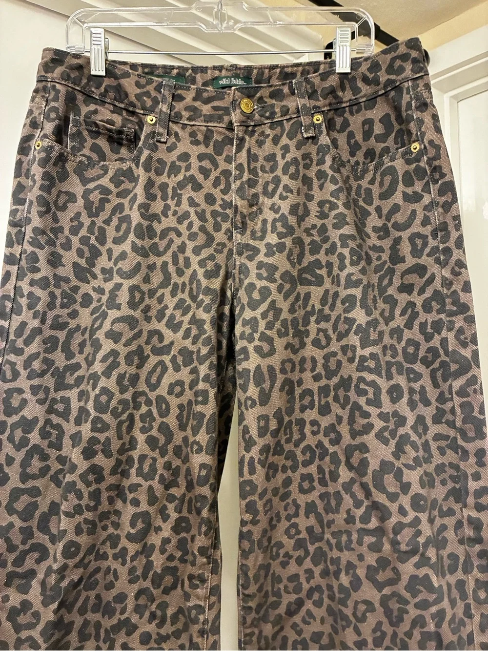 Vintage Streetwear Denim Cheetah Print Jeans Wide-Leg - Picture 3 of 9